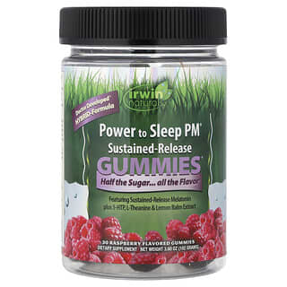 Irwin Naturals, Power to Sleep PM® Gummies, Hindbær, 30 vingummier