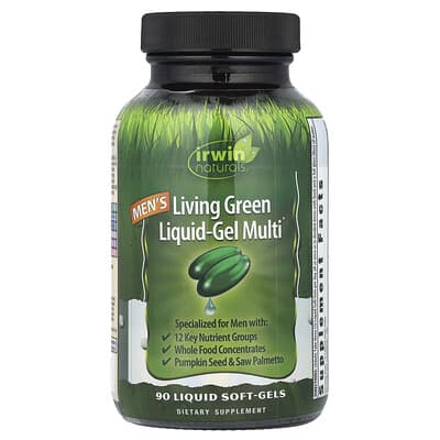 Irwin Naturals, Men's Living Green Liquid-Gel Multi®, 90 Liquid Soft-Gels