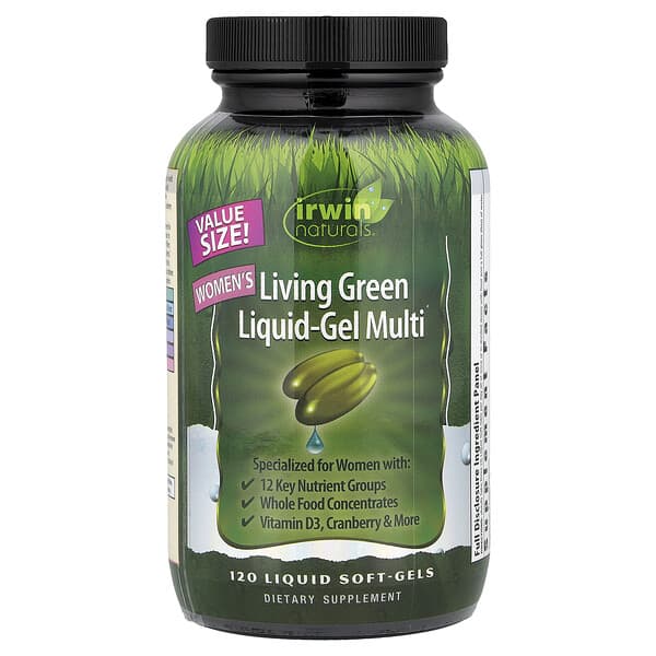 Irwin Naturals, Women's Living Green Liquid-Gel Multi, 120 Liquid Soft-Gels — product photo 1