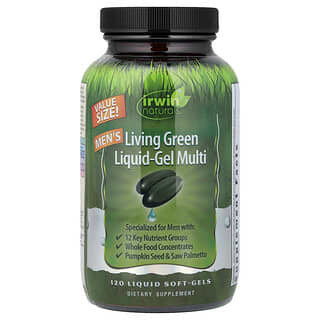 Irwin Naturals, Men's Living Green Liquid-Gel Multi, 120 жидких гелевых капсул