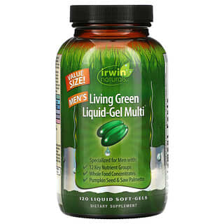 Irwin Naturals, 男性用Living Green Liquid-Gel Multi（リビンググリーンリキッドジェルマルチ）、液体ソフトジェル120粒