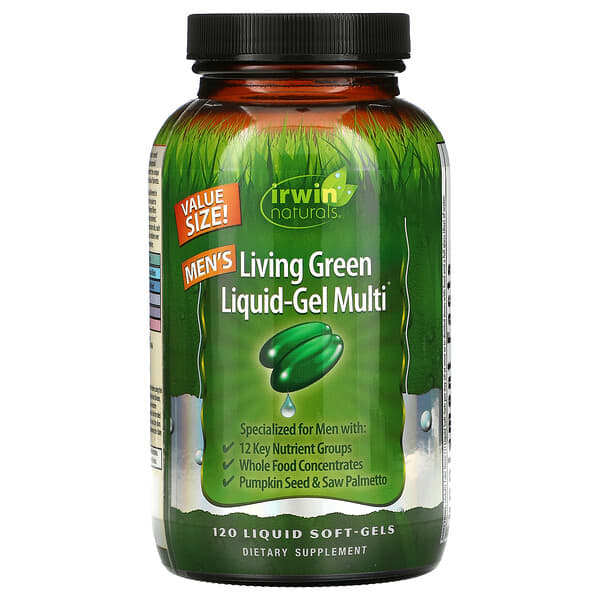 Irwin Naturals, Multi-gel líquido verde vivo para hombres, 120 cápsulas blandas líquidas