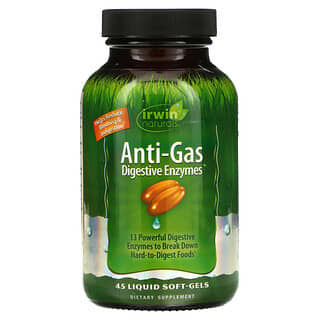 Irwin Naturals, Anti-Gas пищеварительные ферменты, 45 мягких желатиновых капсул