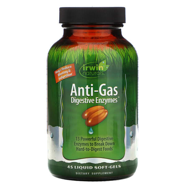 Irwin Naturals‏, Anti-Gas Digestive Enzymes, 45 Liquid Soft-Gels