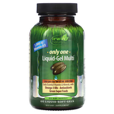 Irwin Naturals, Only One, Liquid Softgel Complex, With Iron, 60 Liquid Softgels
