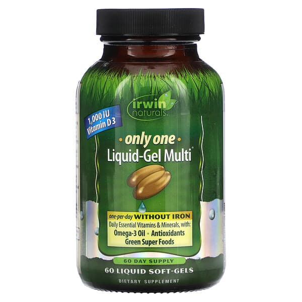 Irwin Naturals, Only One, Liquid-Gel Multi, Sin hierro, 60 cápsulas blandas con contenido líquido