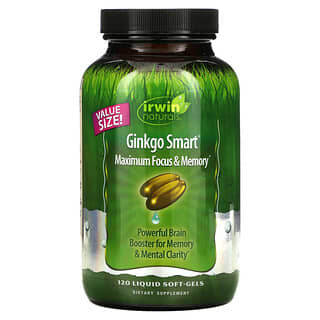Irwin Naturals, Ginkgo Smart銀杏，提高專注度和記憶力，120粒液體軟膠囊
