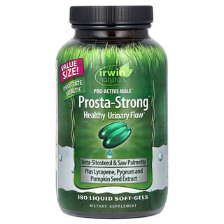 Irwin Naturals, Salud masculina proactiva, Prosta-Strong, Suplemento para favorecer el flujo urinario saludable, 180 cápsulas blandas con contenido líquido