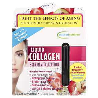 Applied Nutrition, Liquid Collagen, Skin Revitalization, Tropical Strawberry & Kiwi, 10 Liquid-Tubes, 3.35 fl oz (100 ml)