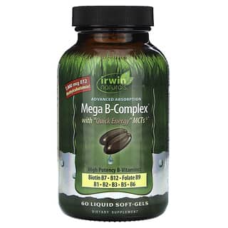 Irwin Naturals, Mega B-Complex with Quick Energy MCT's, 60 Liquid Soft-Gels