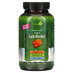 Irwin Naturals, 3-in-1 Carb Blocker, Bloqueador de carbohidratos 3 en 1, Potencia máxima, 150 cápsulas blandas