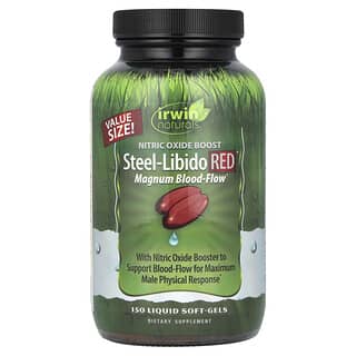 Irwin Naturals, Steel-Libido Red, Magnum Blood-Flow, 150 kapsułek miękkich w płynie