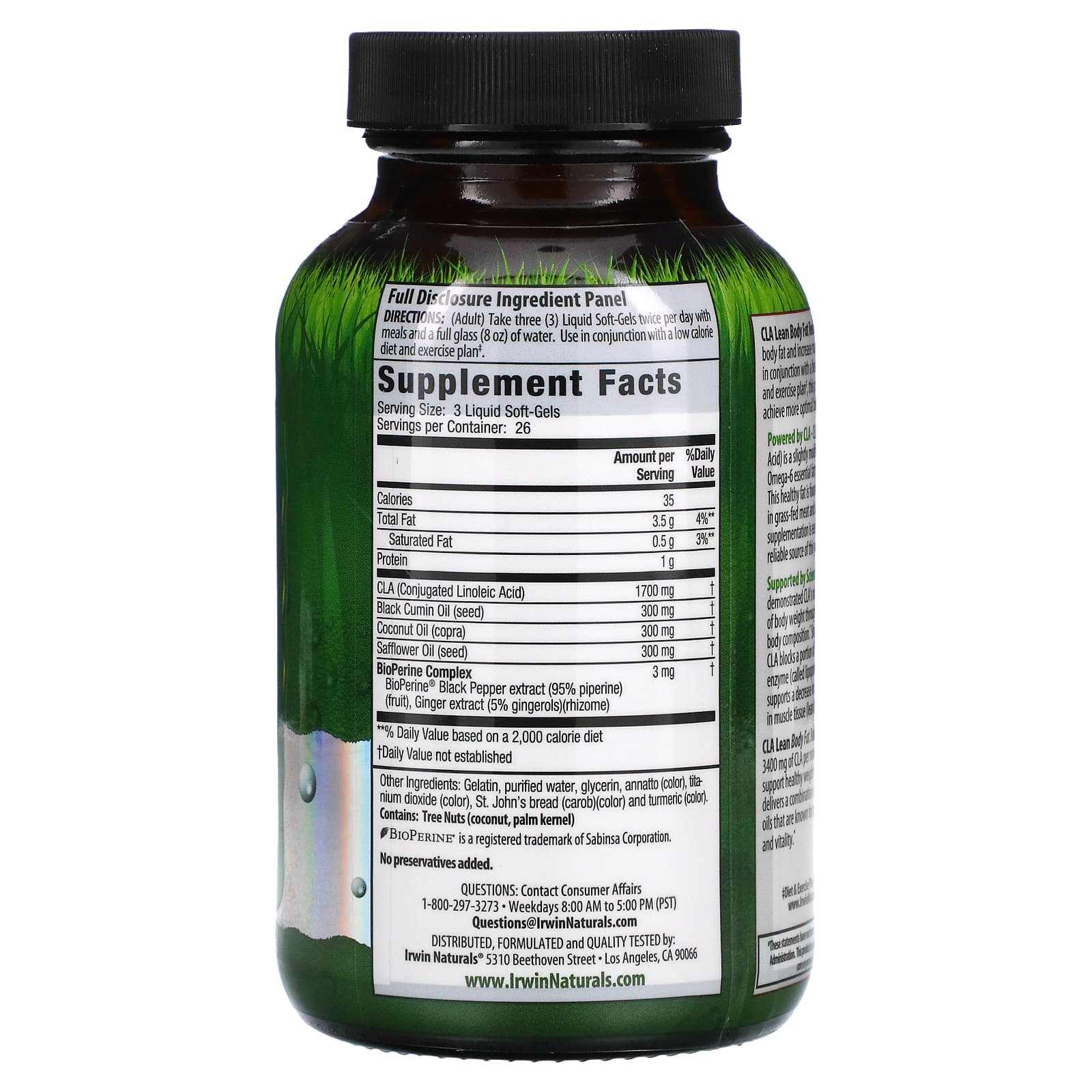 Irwin Naturals, CLA Lean, Body Fat Reduction, 80 Liquid SoftGels