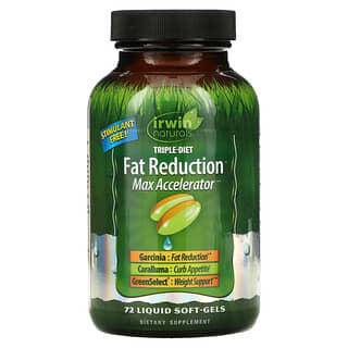 Irwin Naturals, Reducción de grasa de dieta triple + acelerador máximo, 72 cápsulas blandas líquidas