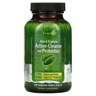 Irwin Naturals, Aloe & Triphala Active-Cleanse and Probiotics, добавка для очищення організму з алое, трифалою та пробіотиками, 60 капсул з рідиною
