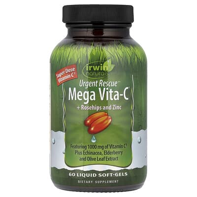 Irwin Naturals, Urgent Rescue®, Super Vitamin C + Rosehip & Zinc, 60 Liquid Softgels