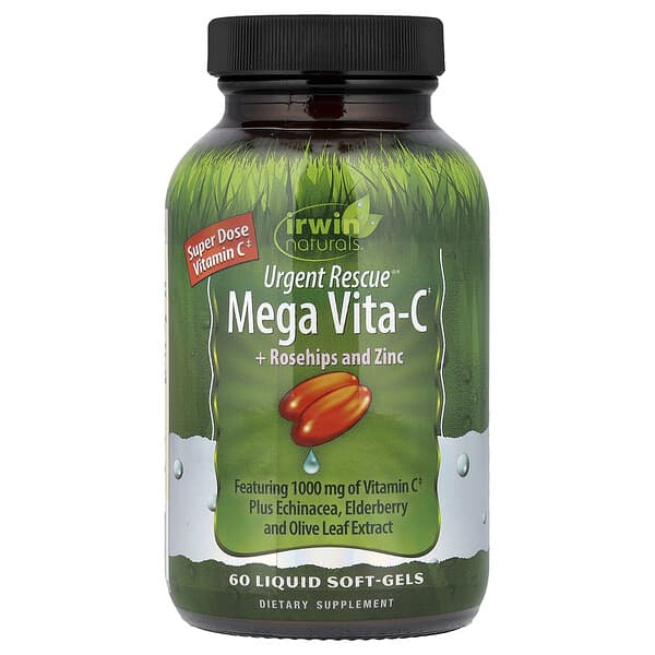 Urgent Rescue®, Mega Vita-C + Rosehips and Zinc, 60 Liquid Soft-Gels