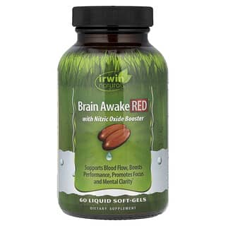 Irwin Naturals, Brain Awake Red, Suplemento para la salud cerebral, 60 cápsulas blandas con contenido líquido