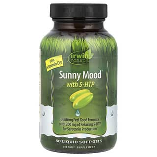 Irwin Naturals, Sunny Mood® com 5-HTP, Mais Vitamina D3, 80 Cápsulas Softgel Líquidas