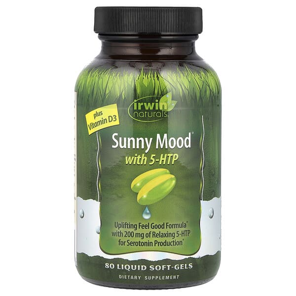 Irwin Naturals, 含 5-HTP 的 Sunny Mood®，加上維生素 D3，80 粒液體軟膠囊