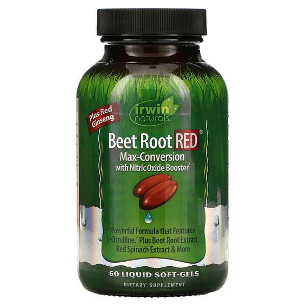 Irwin Naturals, Beet Root RED（ビートルートレッド）、一酸化窒素ブースター配合マックスコンバージョン、液体ソフトジェル60粒