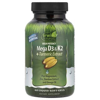 Irwin Naturals, Complexo D3 e K2 de Alta Potência, 60 Cápsulas Softgel Líquidas