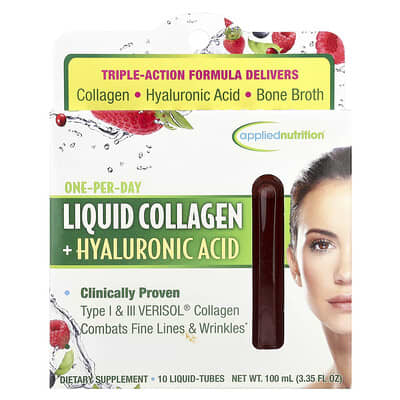 Applied Nutrition, Liquid Collagen + Hyaluronic Acid, 10 Tubes, 10 ml/Tube
