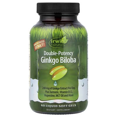 Irwin Naturals, Ginkgo Biloba, Double-Potency, 60 Liquid Softgels
