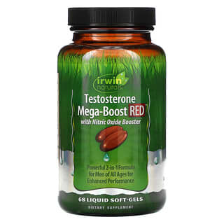 Irwin Naturals, Testosterone Mega-Boost RED, повышение уровня тестостерона, 68 капсул с жидкостью