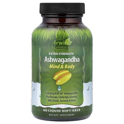 Irwin Naturals, Ashwagandha, Extra Strength, 60 Liquid Softgels