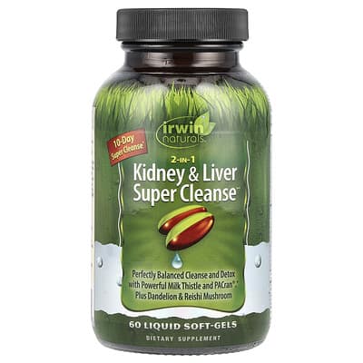 Irwin Naturals, 2-In-1 Kidney & Liver Super Cleanse™, 60 Liquid Soft Gels