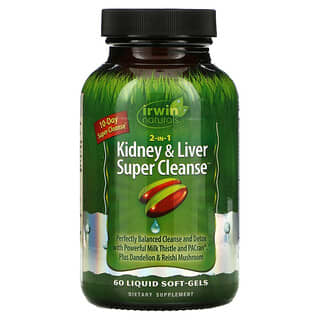 Irwin Naturals, 2 in 1 Kidney & Liver Super Cleanse, Reinigung der Nieren und Leber, 60 mit Flüssigkeit gefüllte Weichkapseln