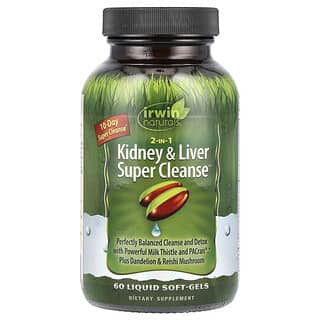 Irwin Naturals, 2 in 1 Kidney & Liver Super Cleanse, Reinigung der Nieren und Leber, 60 mit Flüssigkeit gefüllte Weichkapseln