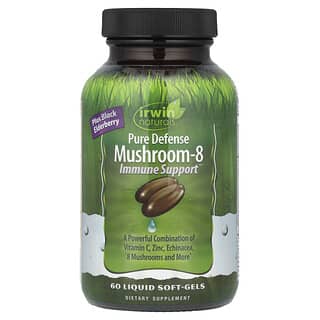 Irwin Naturals, Pure Defense Mushroom-8, Soutien immunitaire, 60 capsules liquides à enveloppe molle