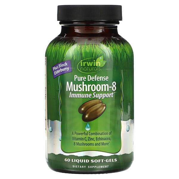 Irwin Naturals, Pure Defense Mushroom-8, Immune Support, 60 Liquid Soft-Gels