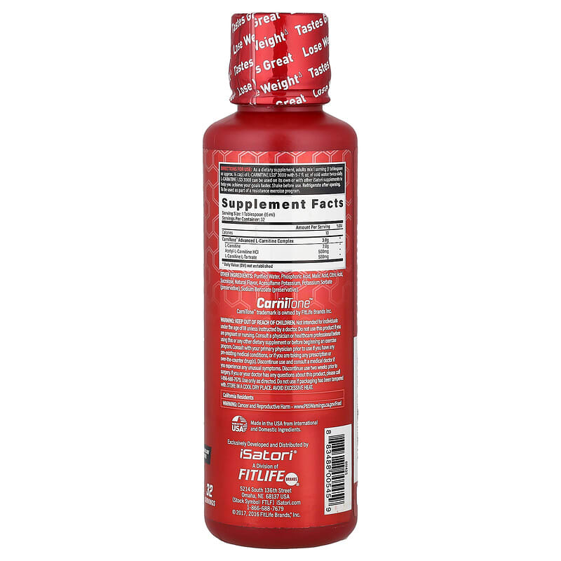 L-Carnitine LS3 3000, Lemon Lime, 3,000 mg, 16 fl oz (480 ml)