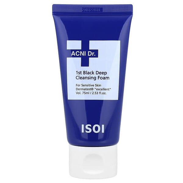 isoi, ACNI Dr. 1st Black Deep Cleansing Foam, voor de gevoelige huid, 75 ml