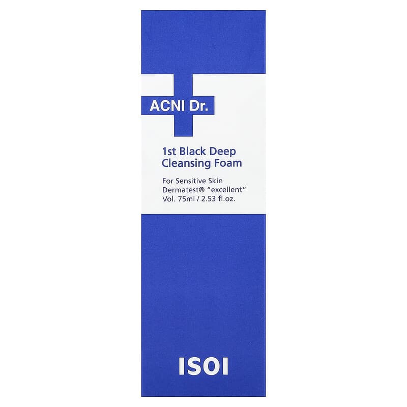 ACNI Dr.1st ブラック ディープクレンジングフォーム、敏感肌用、75ml 