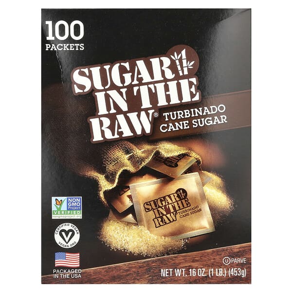 In the Raw, Sugar In The Raw®, Turbinado 사탕수수설탕, 100팩, 453g(16oz)
