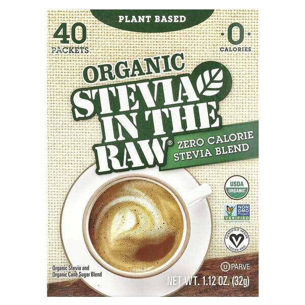 In the Raw, 유기농 Stevia In The Raw®, 제로 칼로리 스테비아 혼합물, 40팩, 32g(1.12oz)