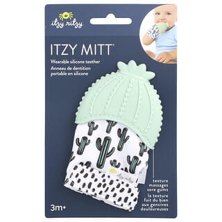 itzy ritzy, Itzy Mitt®, Mordedor de silicona portátil, 3 meses en adelante, Cactus, 1 mordedor