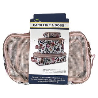 itzy ritzy, Pack Like a Boss, Packing Cubes with Mesh Top, Floral , 3 Count