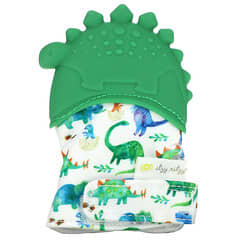 itzy ritzy, Itzy Mitt, Food Grade Silicone Teether, 3+ Months, Dino, 1 Teether