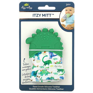 itzy ritzy, Itzy Mitt, Food Grade Silicone Teether, 3+ Months, Dino, 1 Teether