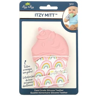 itzy ritzy, Itzy Mitt, пищевой силиконовый прорезыватель для зубов, от 3 месяцев, светло-розовый единорог, 1 прорезыватель