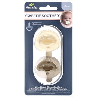 itzy ritzy, Sweetie Tétine, Sucettes en silicone de qualité alimentaire, 0 mois et plus, Tresse taupe crème, 2 tétines