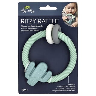 إتزي ريتزي‏, Ritzy Ratal ، عضاضة من السيليكون مع خشخشة ، للأطفال بعمر 3 أشهر فأكثر ، بالصبار ، عضاضة واحدة