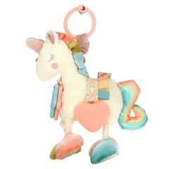 itzy ritzy, Link & Love, Activity Plush with Silicone Teether, 0+ Months, Unicorn, 1 Teether