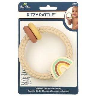 itzy ritzy, Ritzy Rattle, силиконовый прорезыватель с погремушкой, для детей от 3 месяцев, радуга, 1 шт.