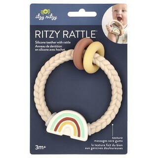 itzy ritzy, Chocalho Ritzy, Mordedor de Silicone com Chocalho, Mais de 3 Meses, Arco-Íris Neutro, 1 Mordedor